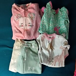 Adorable Baby Onesies Set - Pink, Green, White